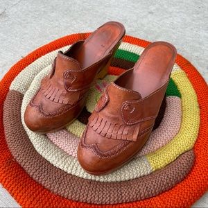 1960’s Kiltie Leather Cut-Out Mules~